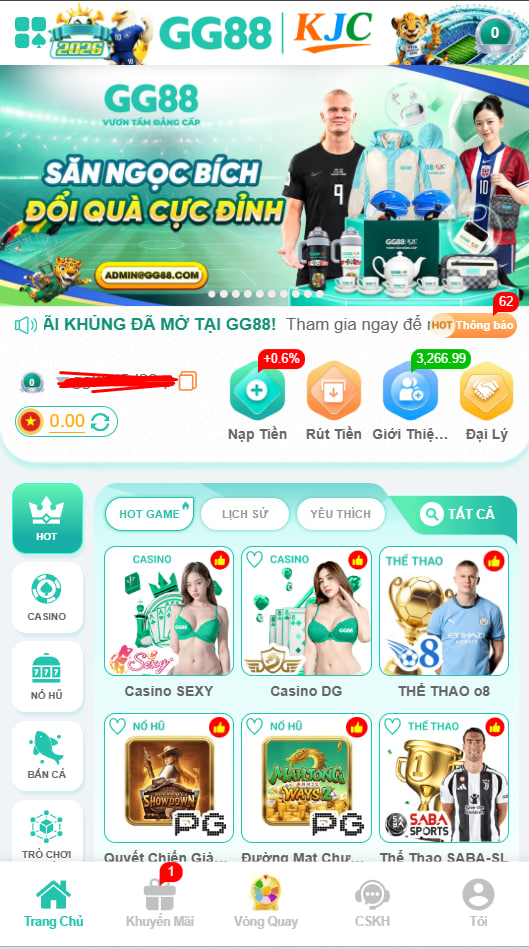 Giao diện app ggg88
